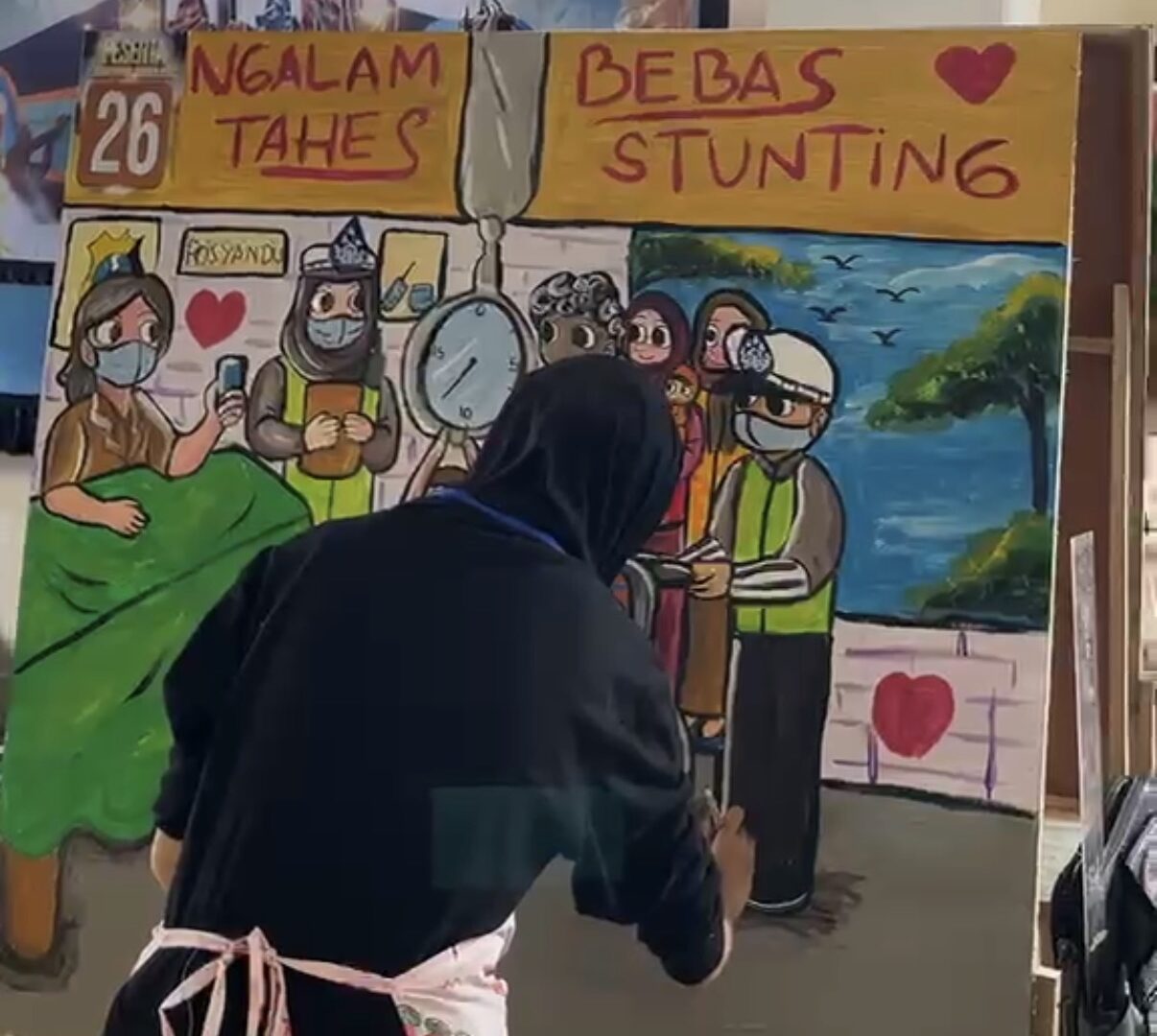 Seniman Mengikuti Lomba Mural Di Malang Creative Center